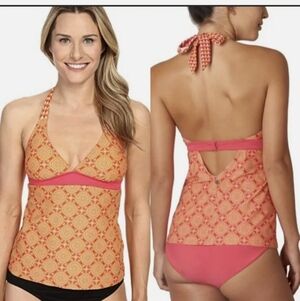 prAna, Lahari, Tankini, Top, Neon Orange Sundial, Hook Closure